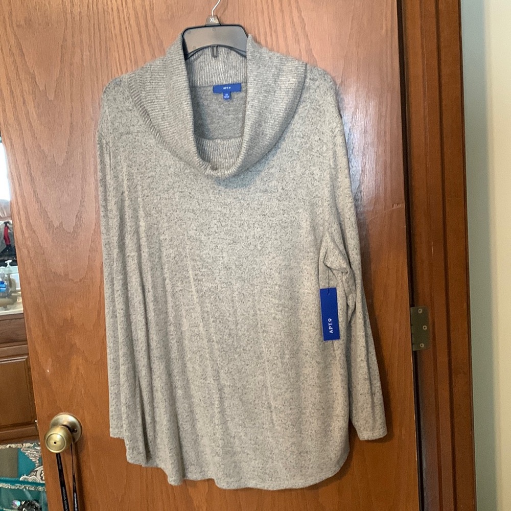 Women’s New Tan and Black Speckled Cowl Neck Sweater- Size 2X